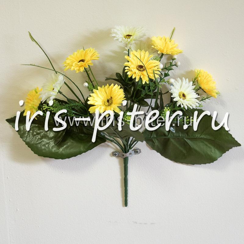 Букет георгин 10г с листом двухцветный 