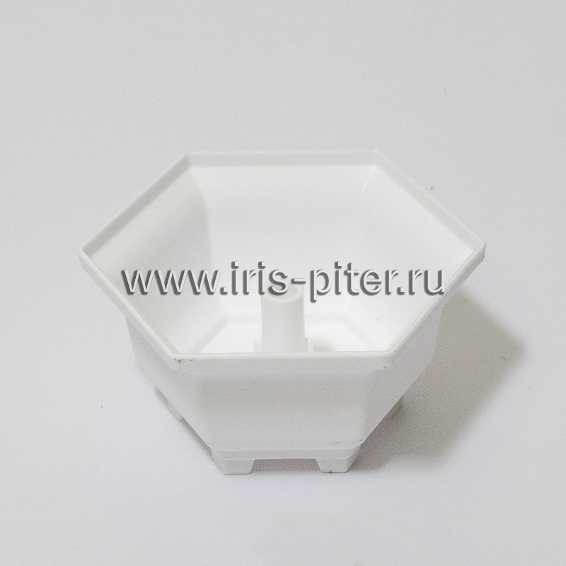 Кашпо белое шестиугольное с держателем