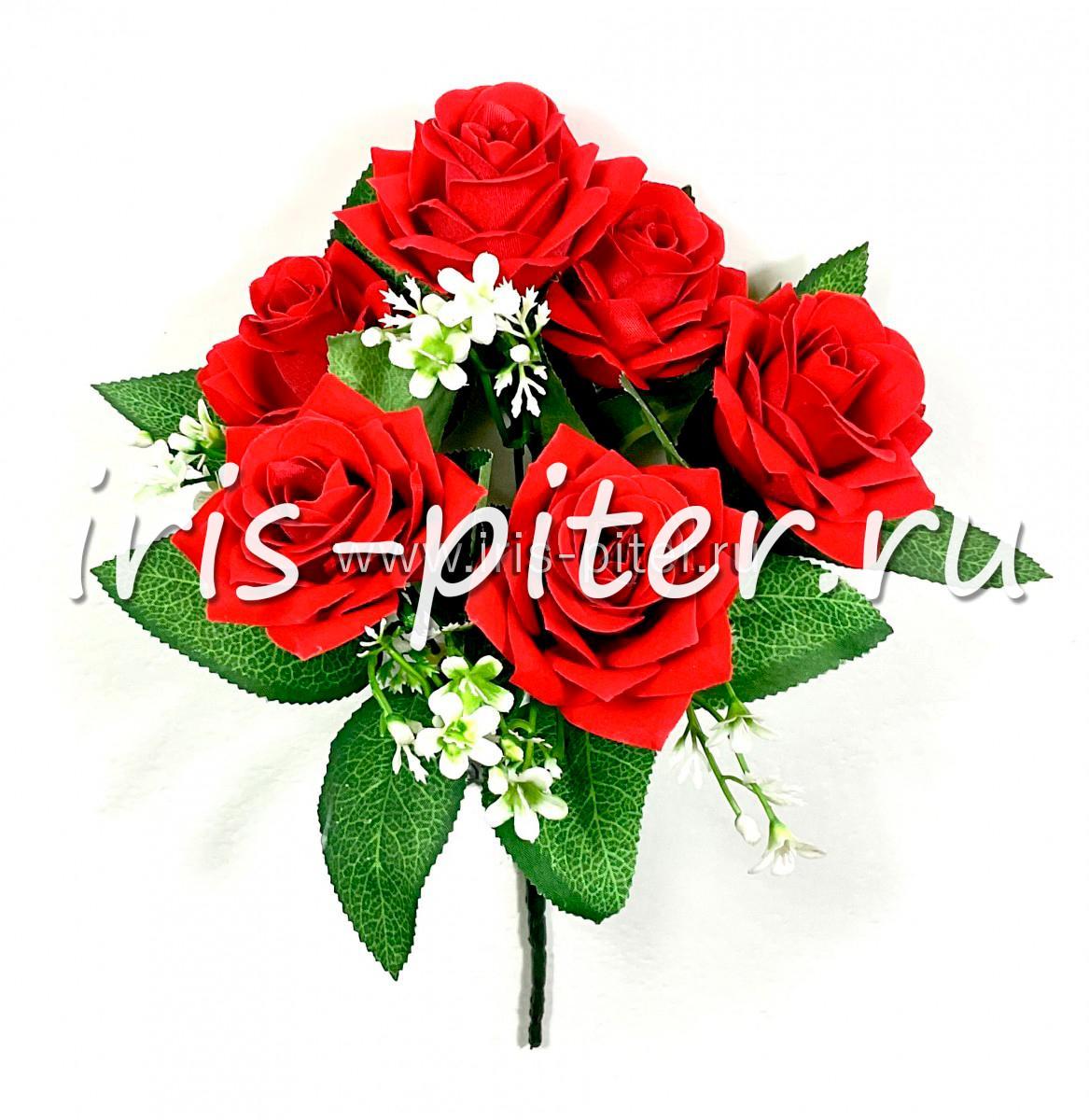 Букет роза 6г раскрытая острая бархатная