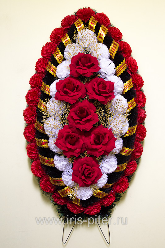 Венок большой с раскрытой розой 120*60
