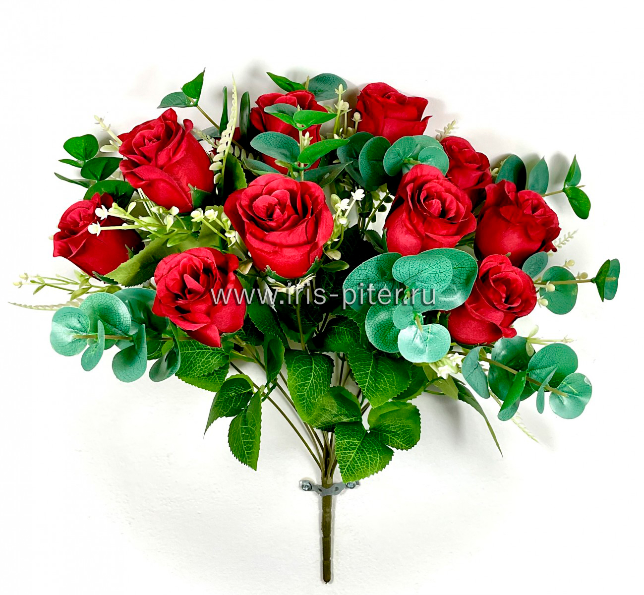 Букет роза 12г бутон с эвкалиптом 