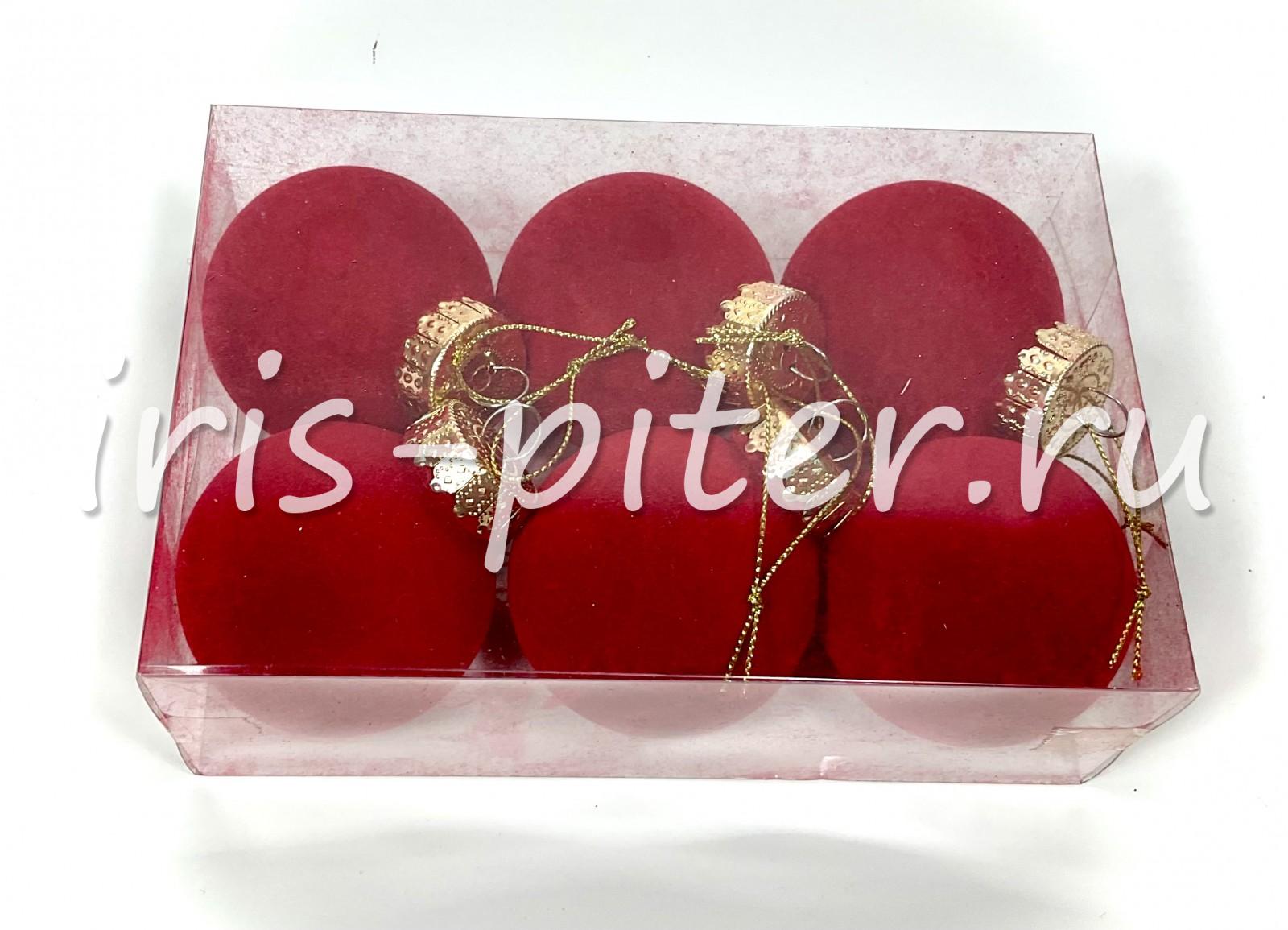 шарики 6см матовые красные 6шт