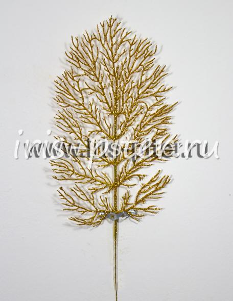 Лист паутинка мерцающий золотой