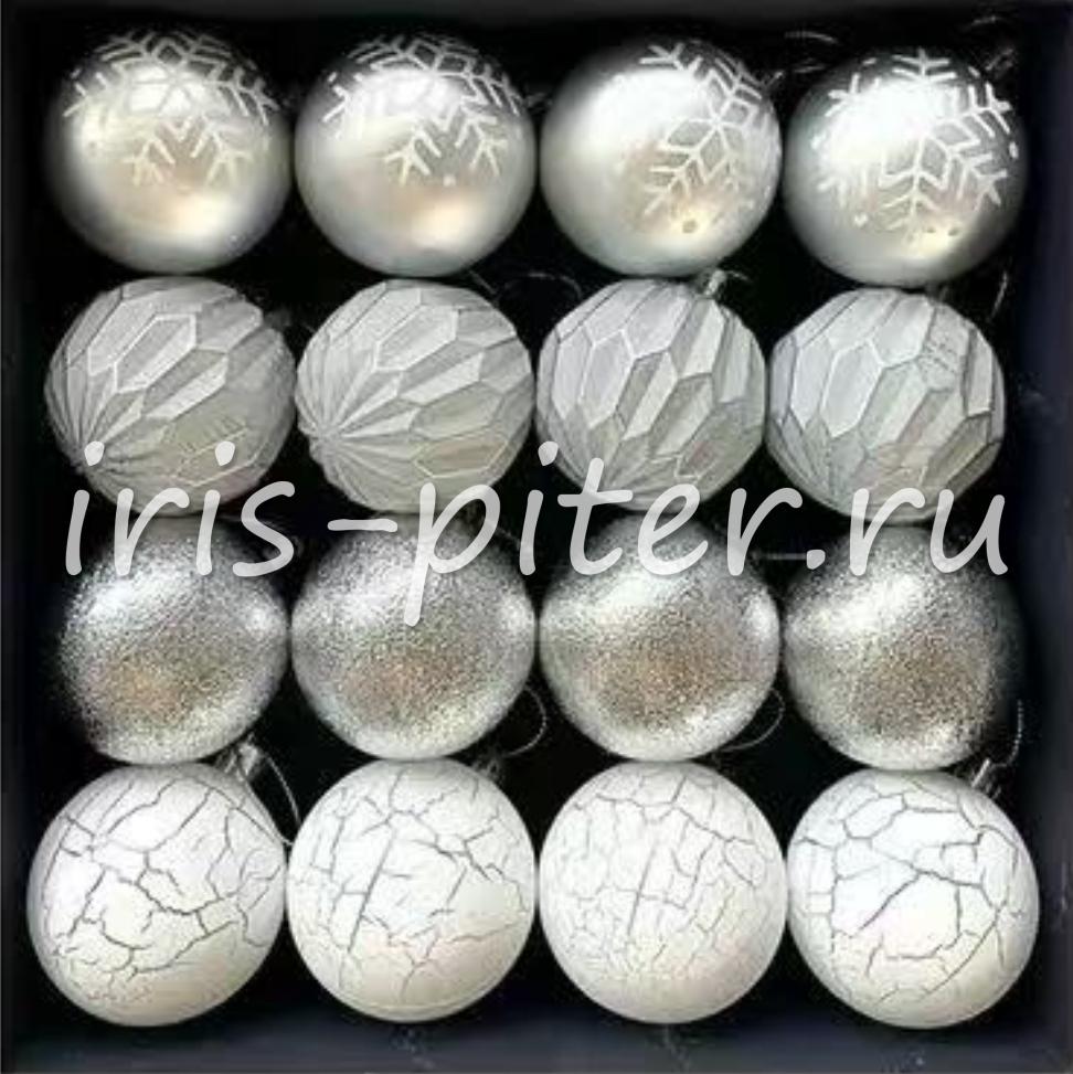 Шарики 6см новогодние 16шт