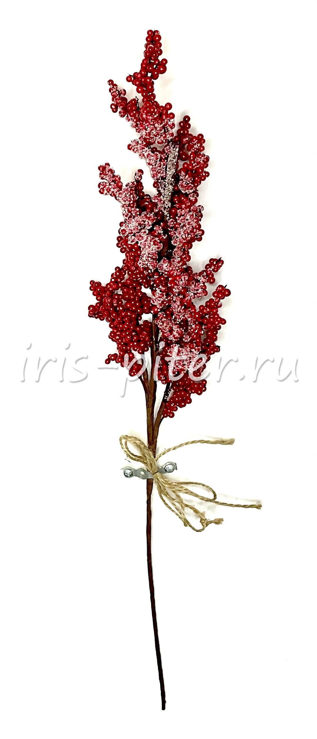 Ветка ягоды красные с бантиком 
