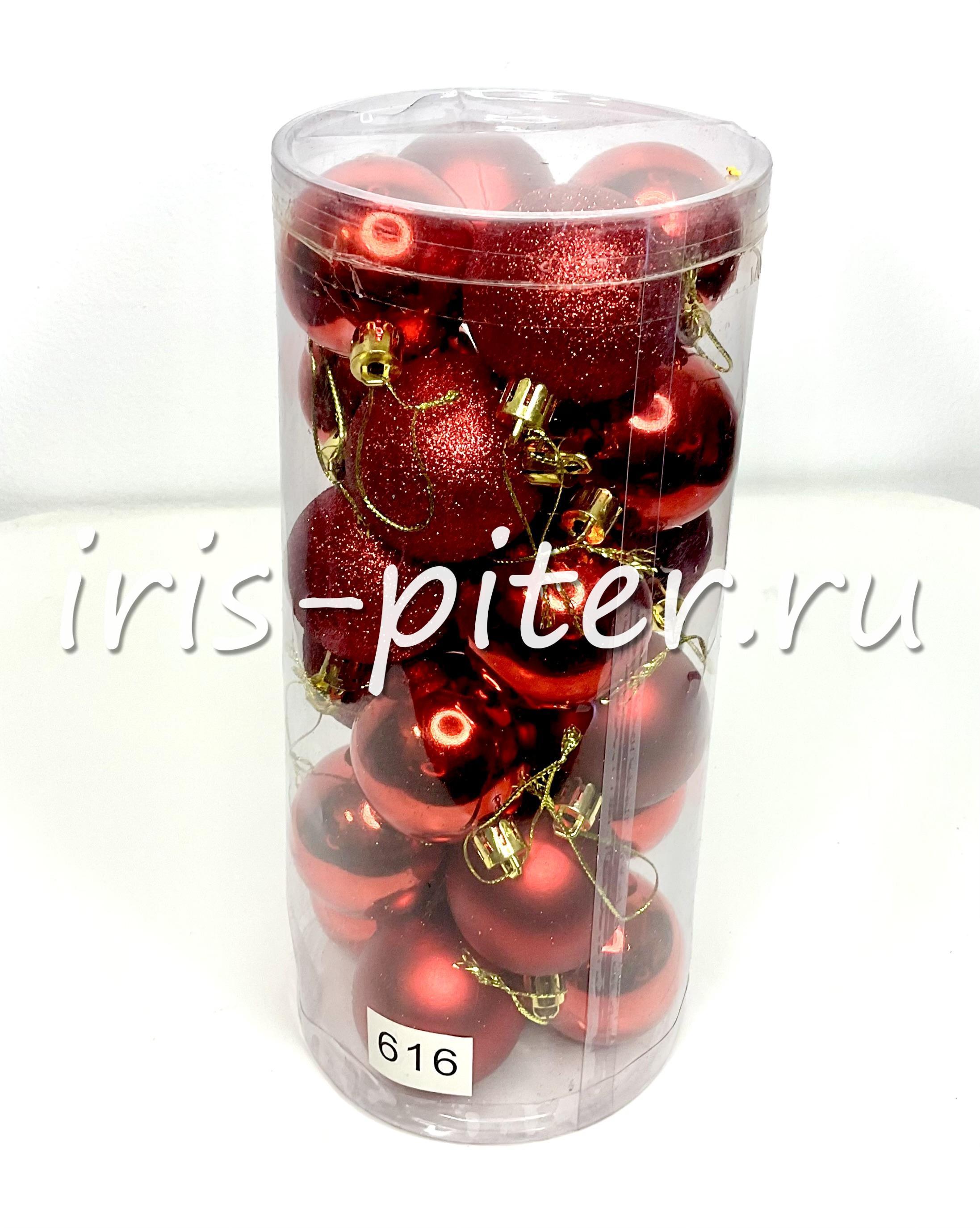 шарики 5см 24шт красные 