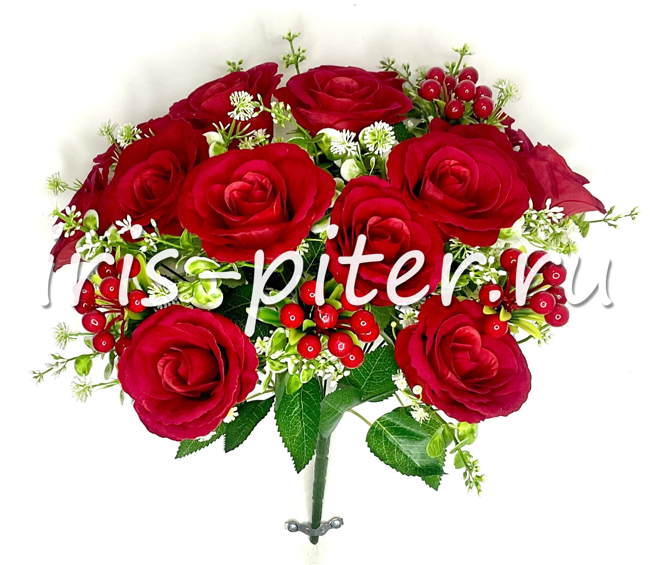 Букет роза+ягоды 18г бархатная раскрытая